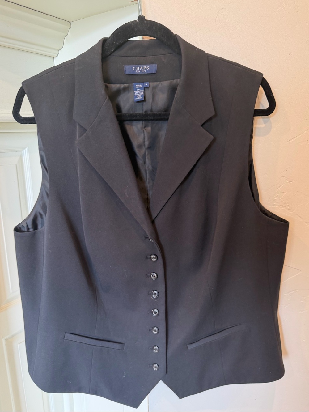 Chaps Black Blazer with Sheer Printed Sleeves